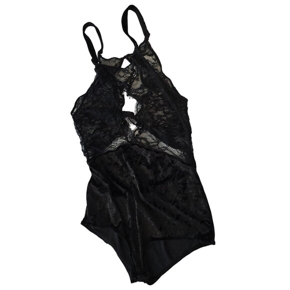 Honeydew Intimates Size L Black Lace Top with Solid Bottom Bodysuit - Picture 1 of 7